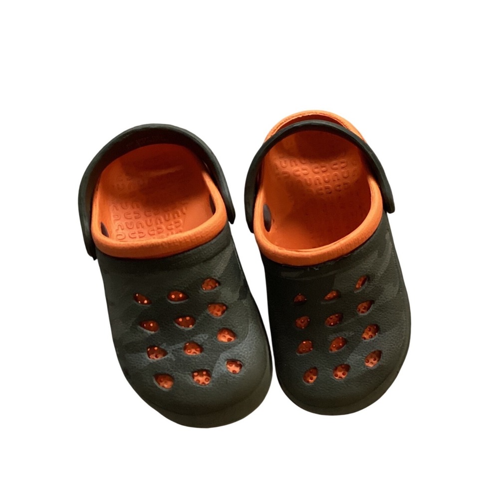 Kids Camo Crocs Style Clogs Green Orange Slip On‎ Shoes Size Toddler 6 7